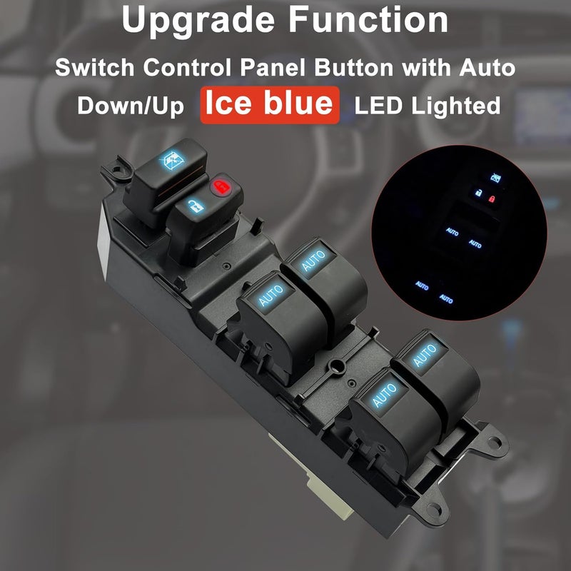 BELGEMAY Ice Blue Backlit Auto-Up/Down Window Switch for 2007-2015 Toyota Yaris (OE#84820-06070) – Plug & Play, 4-Button Upgrade with Pry Tool - Image 4